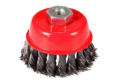 Cup brush with M14 nut twisted wire