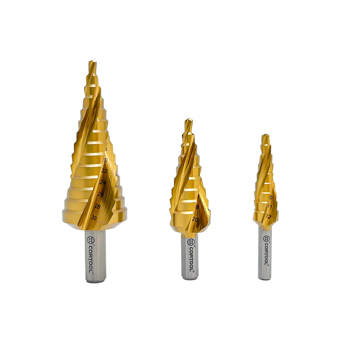 3pcs CNC HSS 3 flute Step drill bits set